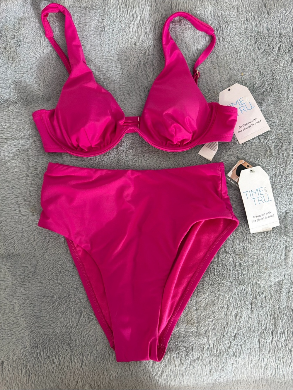 Time and Tru Bright Fuchsia Underwire Bikini Set